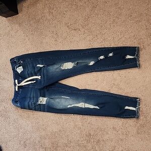 Distressed Drawstring Skinny Jeans